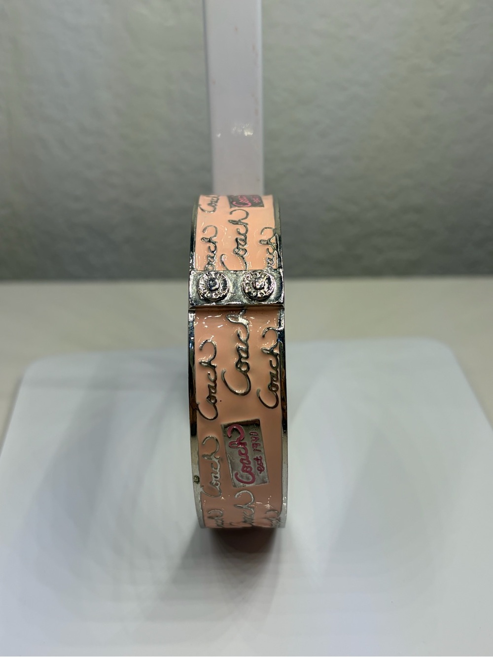 Vintage Coach Light Pink Logo Enamel Bangle